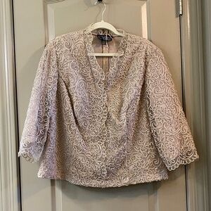 Alex Evenings Blush Pink Lace V-Neck Dressy Top